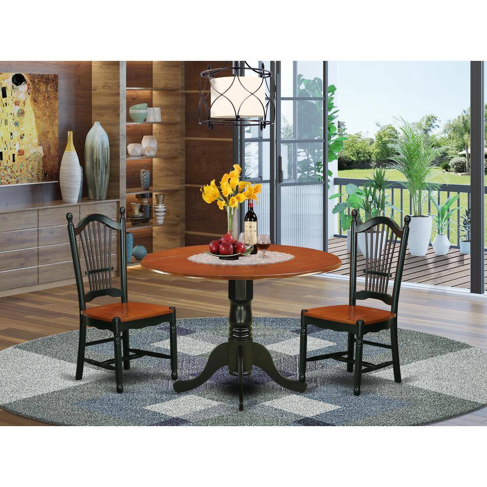 Back. East West Furniture - Dining Room Set Black & Cherry - Brown.