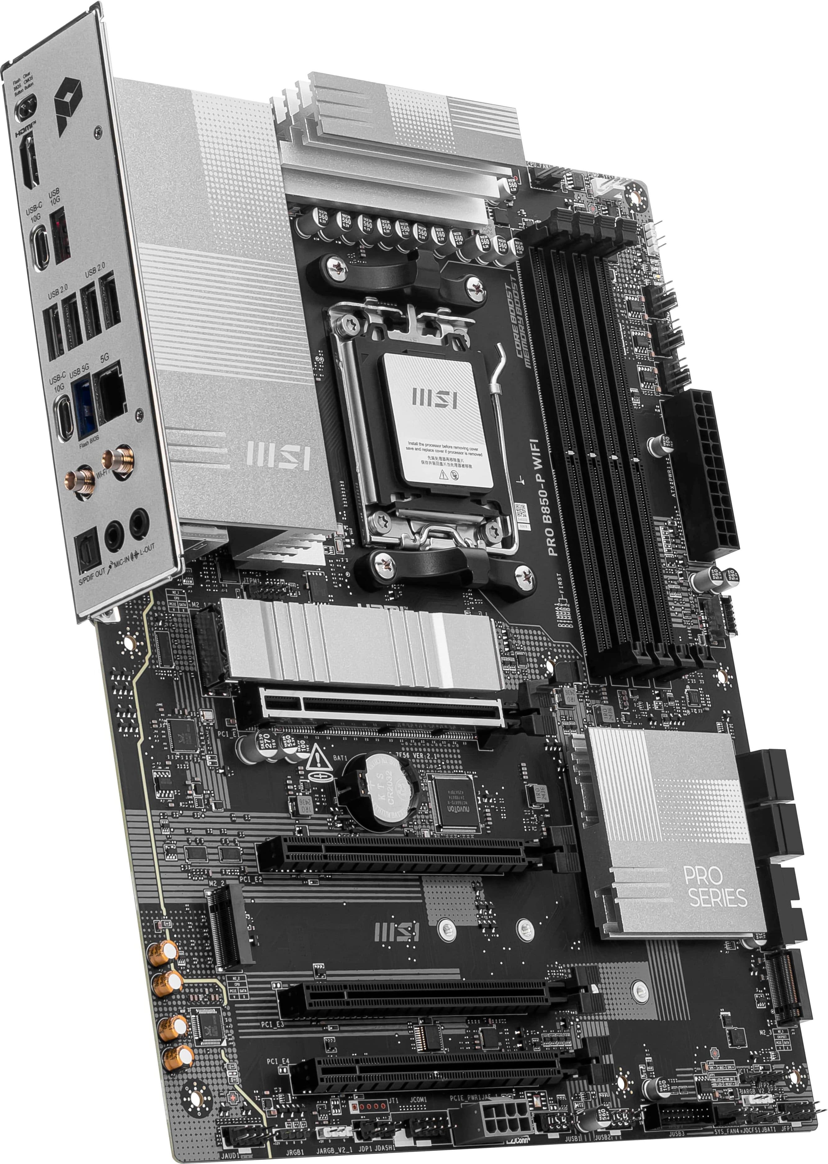 The image features a computer motherboard with a variety of components, including a processor, RAM, and a hard drive. The motherboard is part of a computer system, and it is designed to connect and manage the various components that make up the computer. The image showcases the intricate details of the motherboard, highlighting its importance in the overall functioning of the computer.