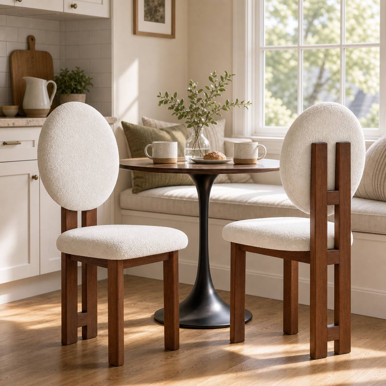 Front. VIVZONE - Set of 2 Fabric Side Chair Dining Chair - Brown,White.