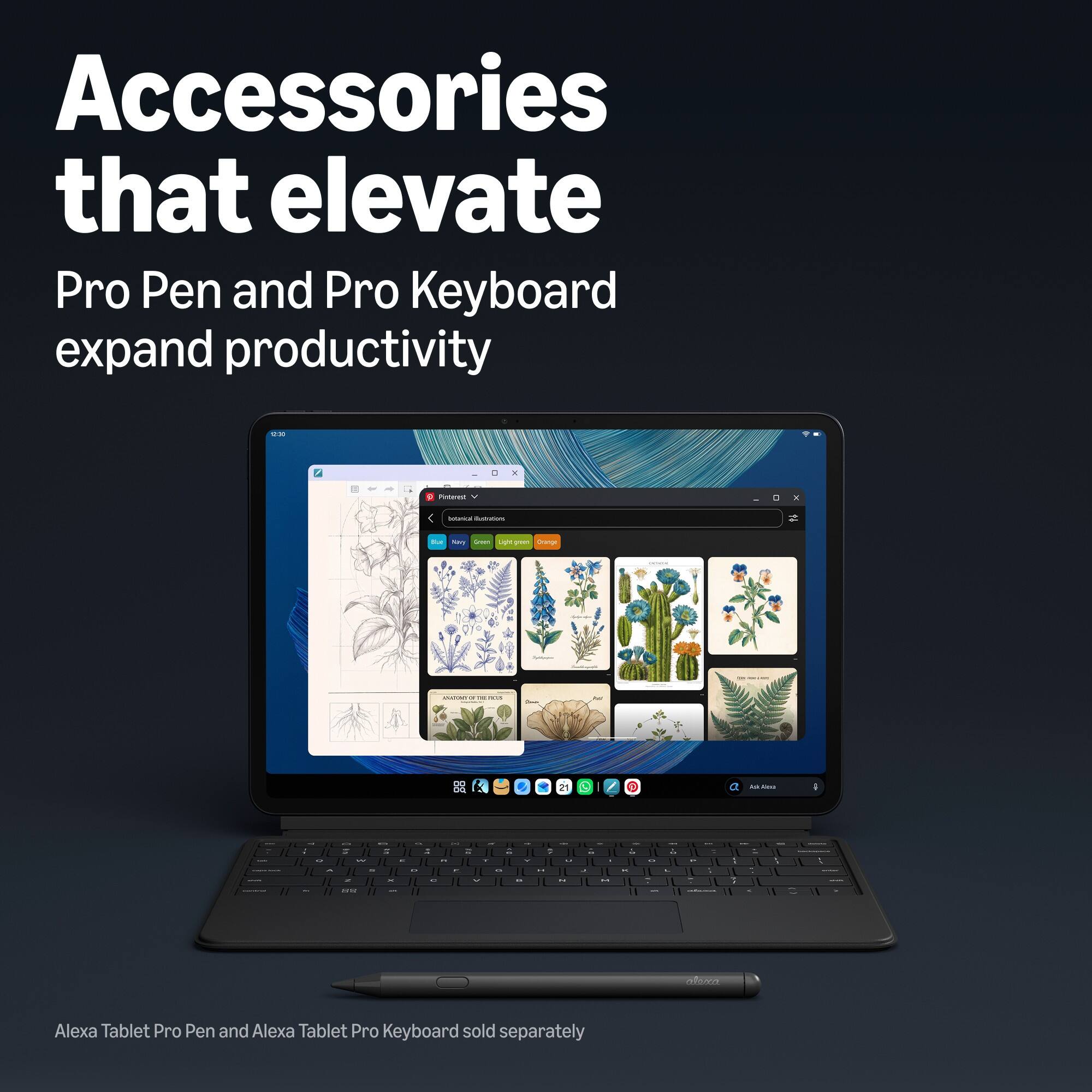 Accessories that elevate Pro Pen and Pro Keyboard expand productivity

Alexa Tablet Pro Pen and Alexa Tablet Pro Keyboard sold separately