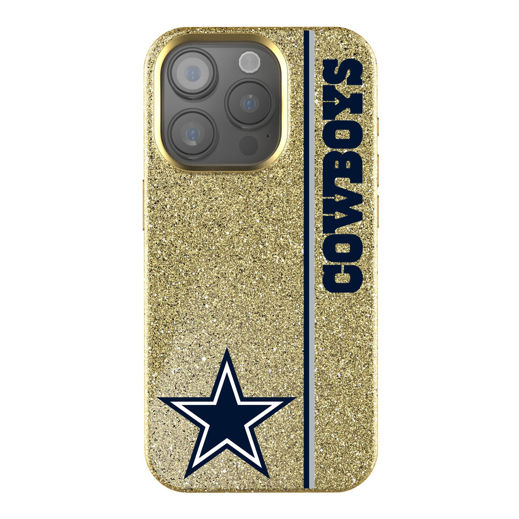 Front. Keyscaper - Dallas Cowboys iPhone Bling Case - 15 Plus - Gold.