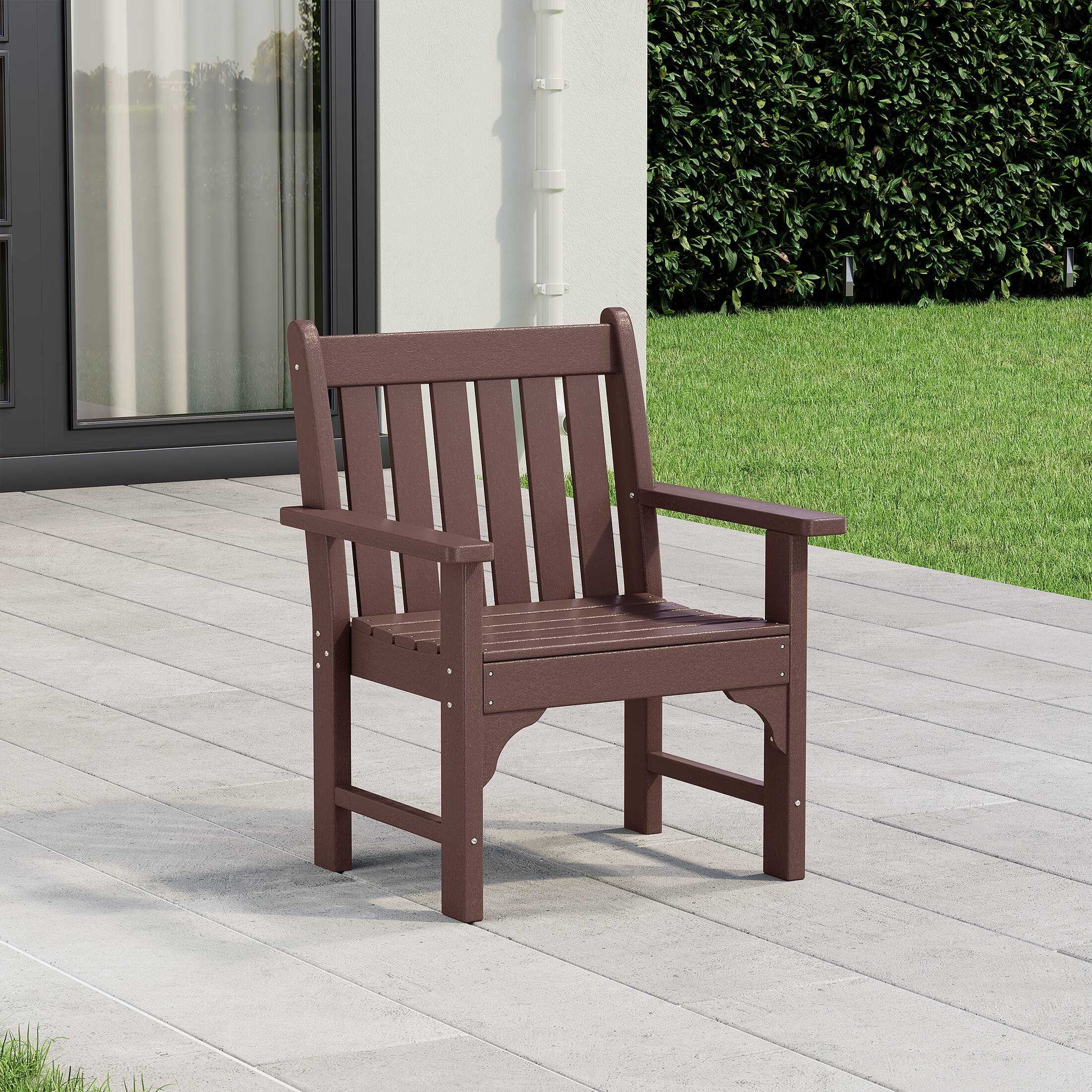 Angle. WestinTrends - WestinTrends Malibu Outdoor Patio HDPE Adirondack Dining Arm Chair - Dark Brown.