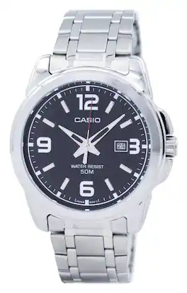 Casio - Enticer Analog Quartz MTP-1314D-1AVDF MTP1314D-1AVDF Men's Watch - Silver/Black