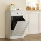 Front. Homcom - Tilt Out Trash Bin Cabinet Free Standing Storage Cabinet with Drawer - Light Gray.