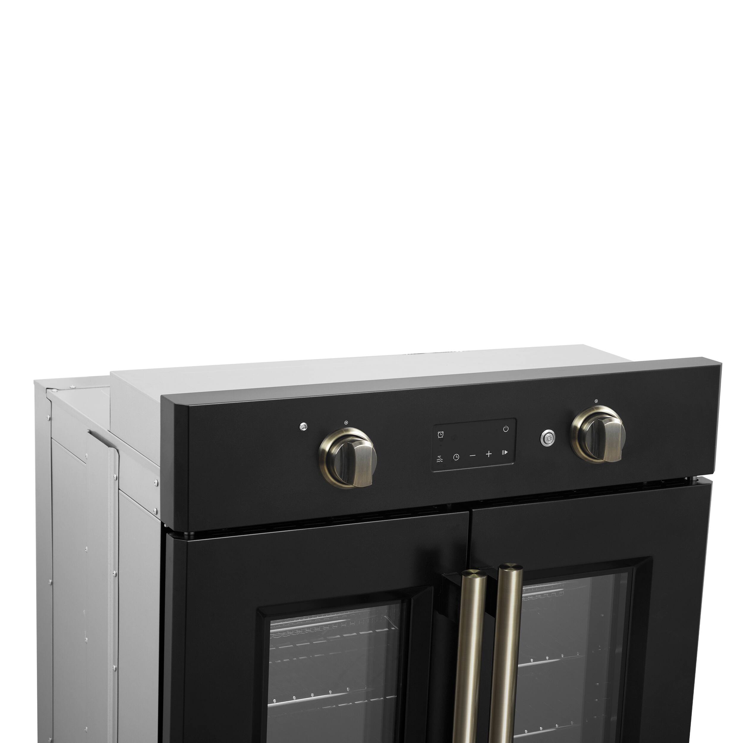 Alt View 7. Forno Appliances - Asti 3.68 Cu. Ft. Electric True Convection Wall Oven with French Doors - Black.