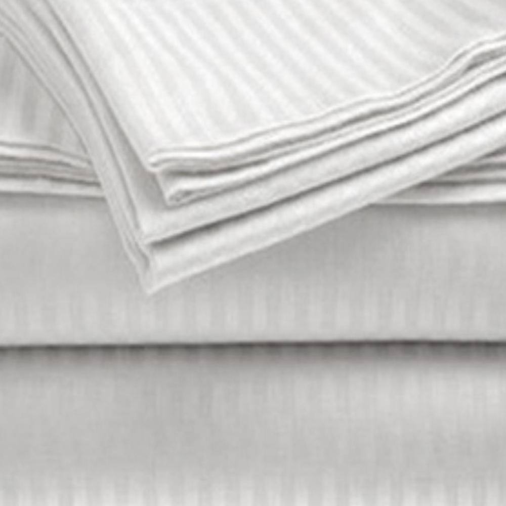 Alt View 2. Plazatex - Embossed 1800 Series Wrinkle Resistant Ultra Soft Stripe Premium All Season Bed Sheet Set, King, White - White.