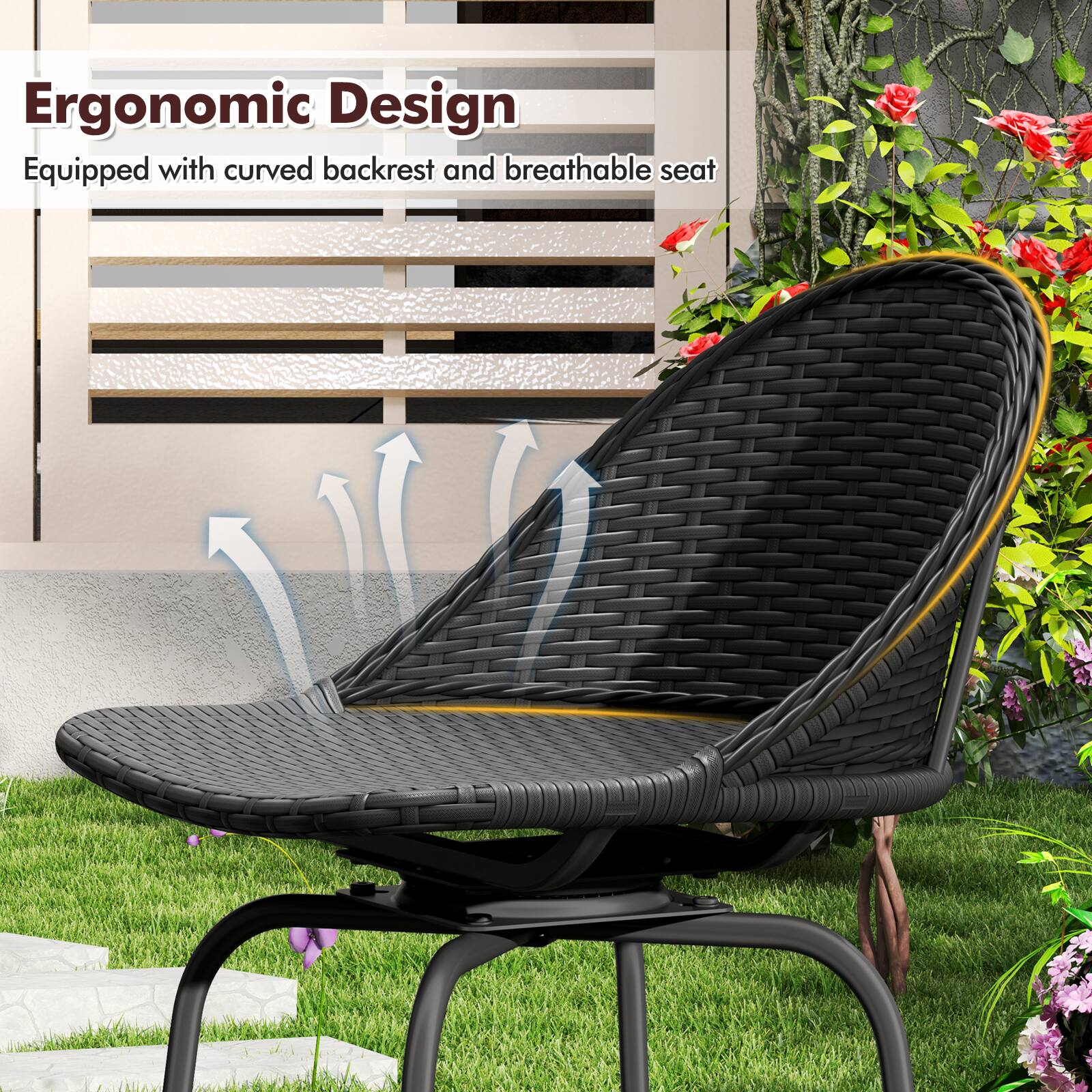 Ergonomic Design
Equipped with curved backrest and breathable seat