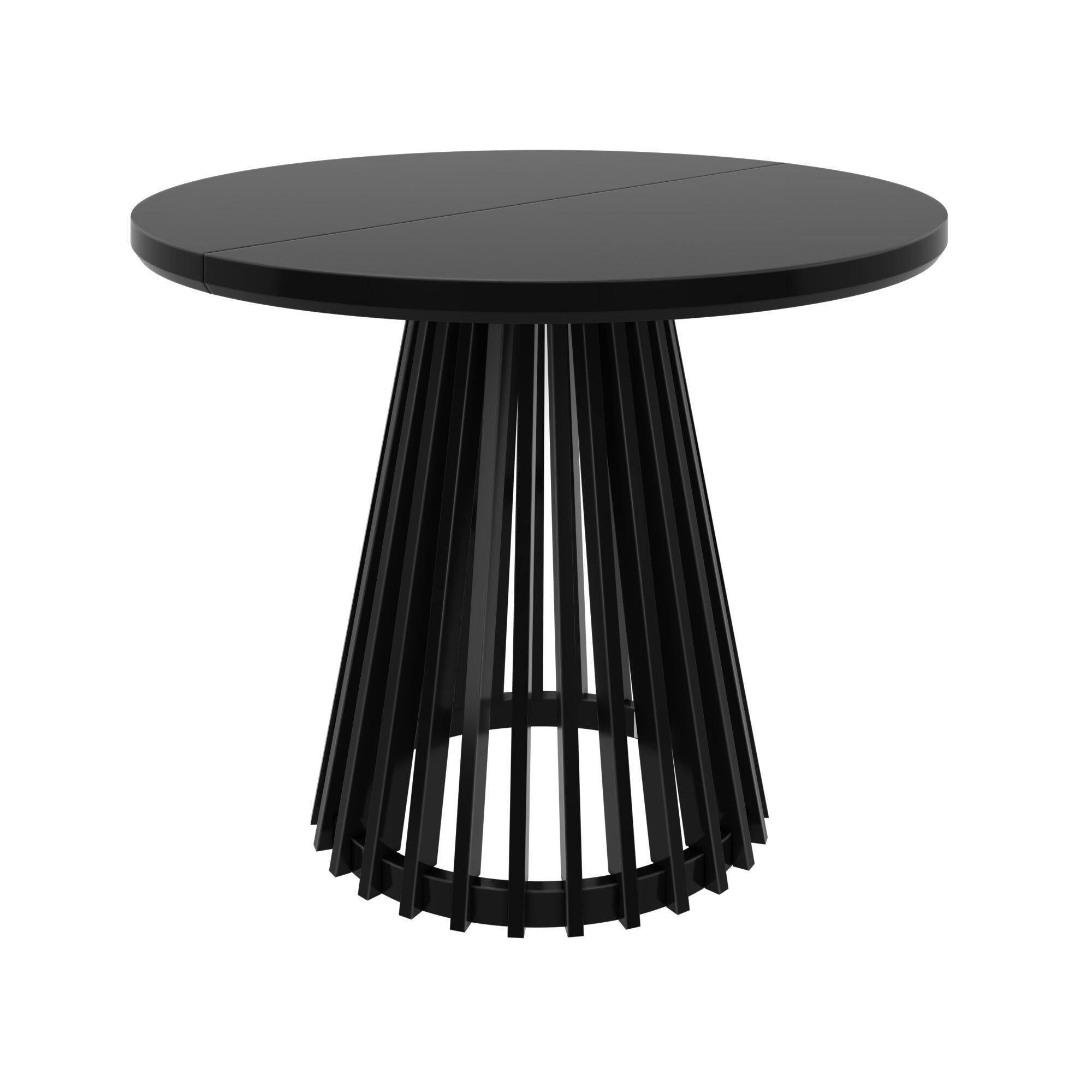 Alt View 2. Plank+Beam - Lido Round Dining Table (38in / 966mm)|| Black - Black.