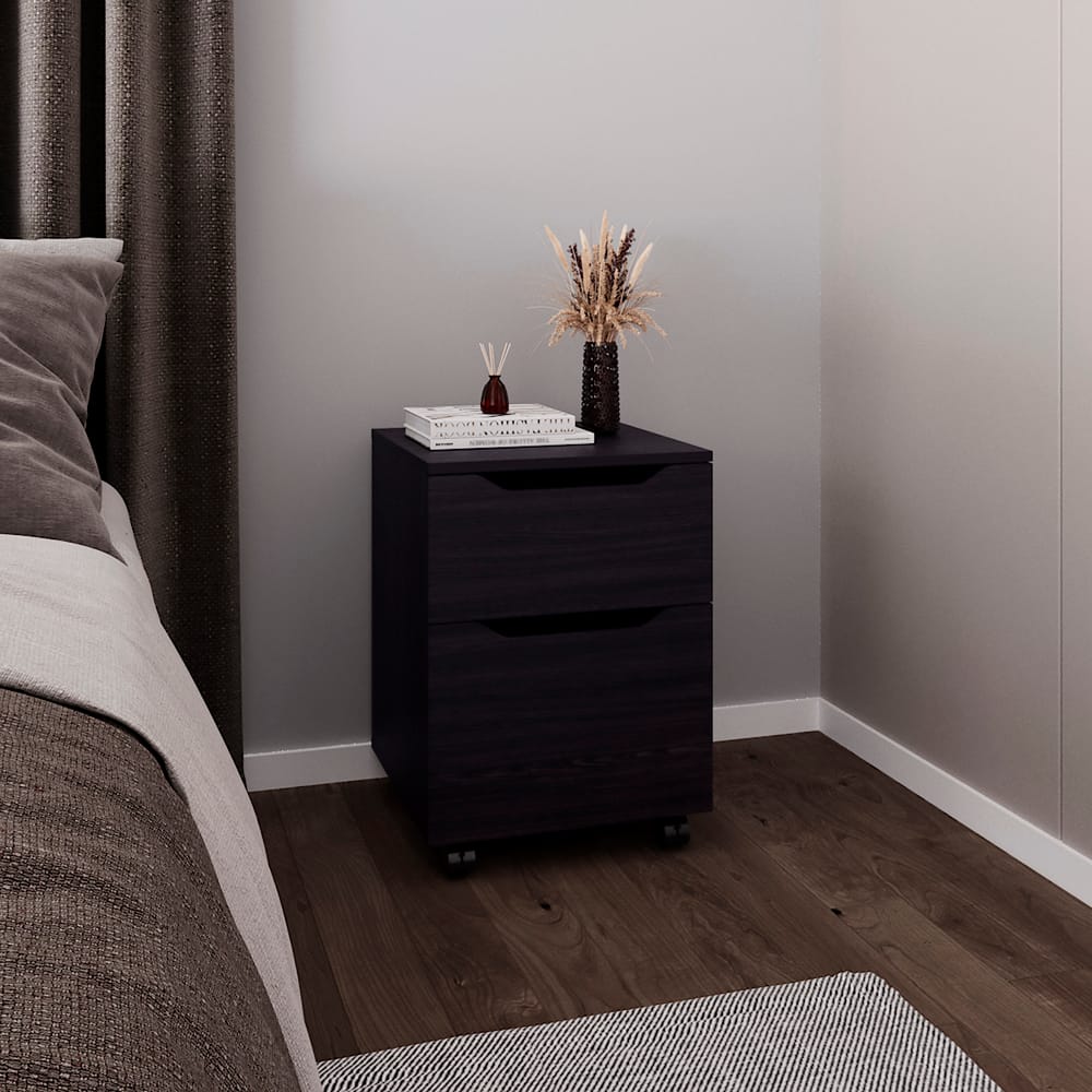 Tiramisubest - Nightstand with Drawers, Modern Bedside Table, Mobile Office Storage - Black