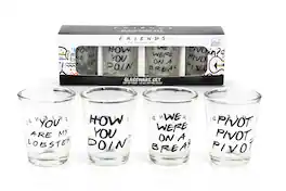 Silver Buffalo - Friends Quotes 1.5oz Mini Glasses | Set of 4 - Clear