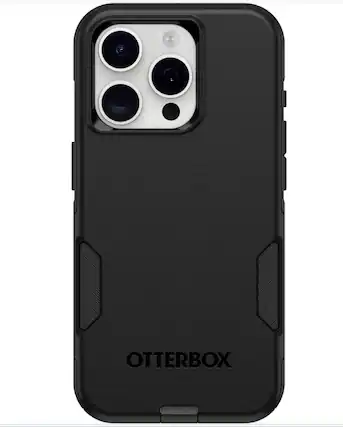Front. OtterBox - iPhone 15 Pro Commuter Series Case - Polycarbonate, Bump-Resistant - Black.