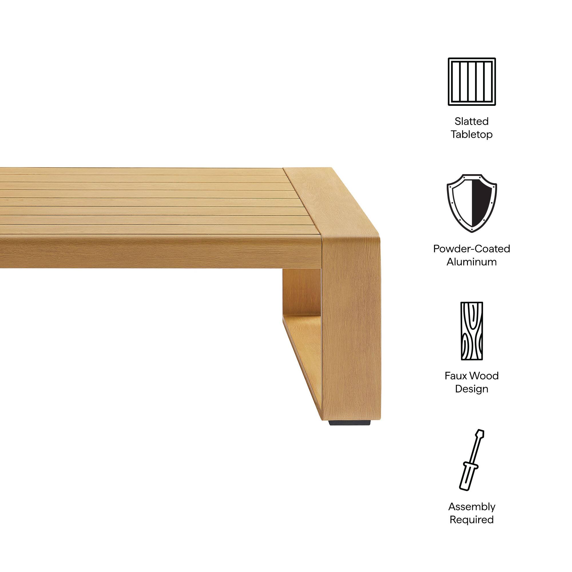 Slatted Tabletop  
Powder-Coated Aluminum  
Faux Wood Design  
Assembly Required