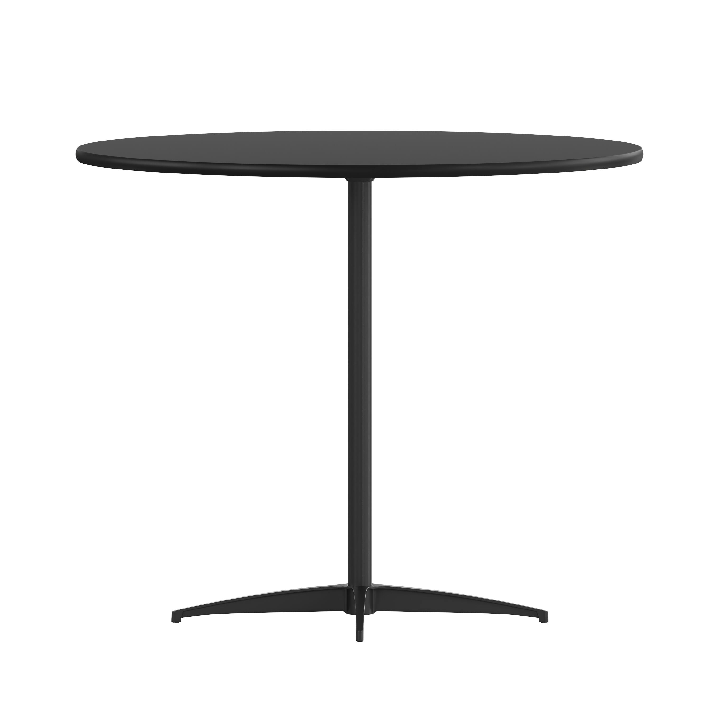 Angle. Flash Furniture - Lars 36'' Round Wood Cocktail Table with 30'' and 42'' Columns, Black - Black.