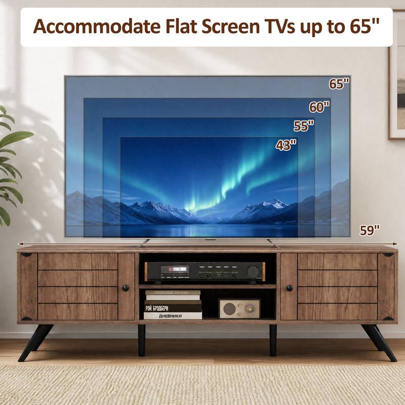 Accommodate Flat Screen TVs up to 65"

65" 60" 55" 43" 59"