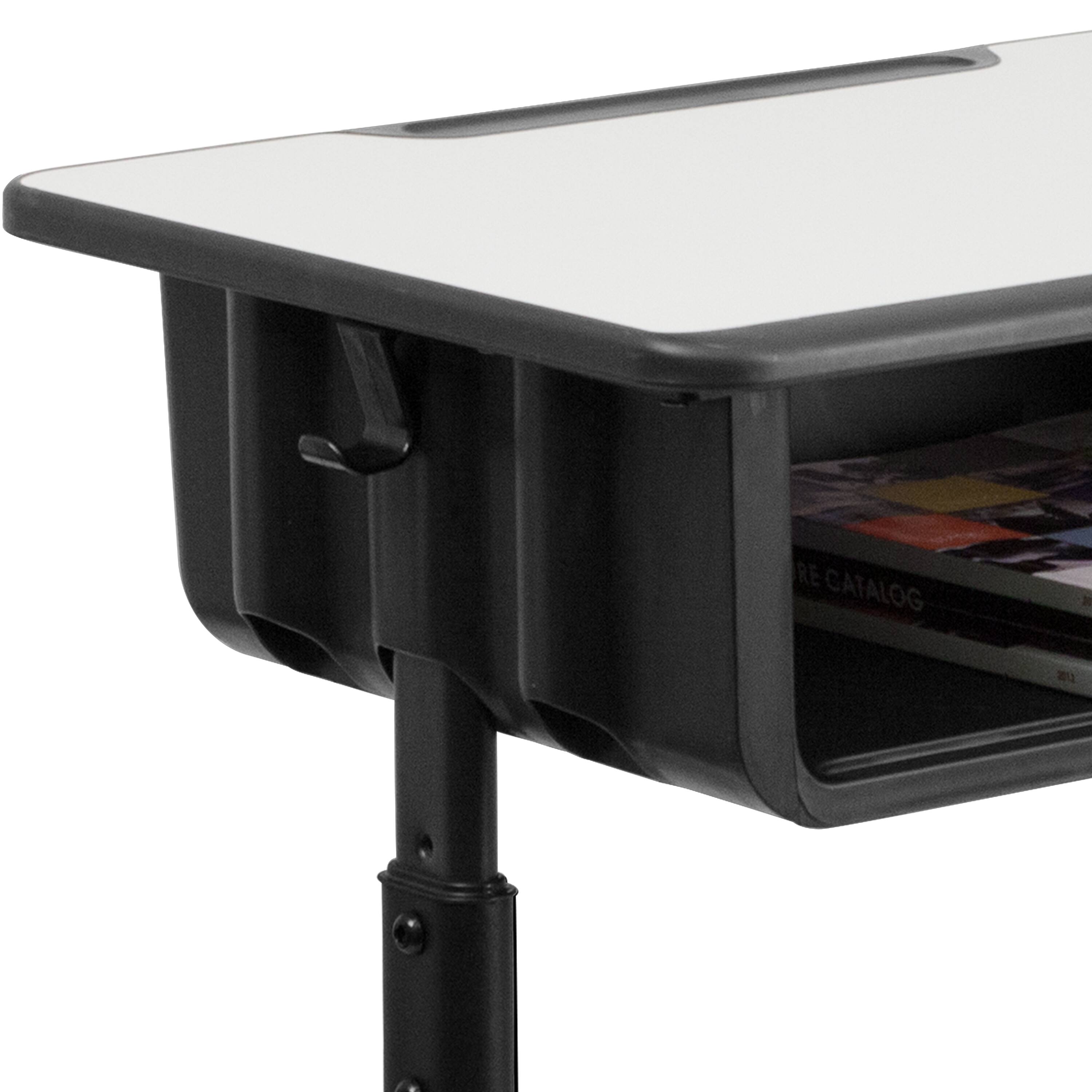 Alt View 8. Emma + Oliver - Student Desk with Top and Adjustable Height Pedestal Frame - Grey.