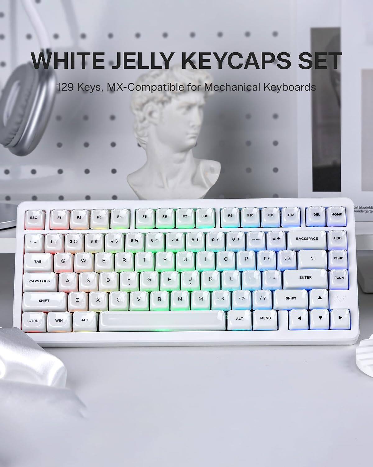 Womier Lusterfly Jelly Keycaps Set, Cute Bear Crystal Key caps for All ...