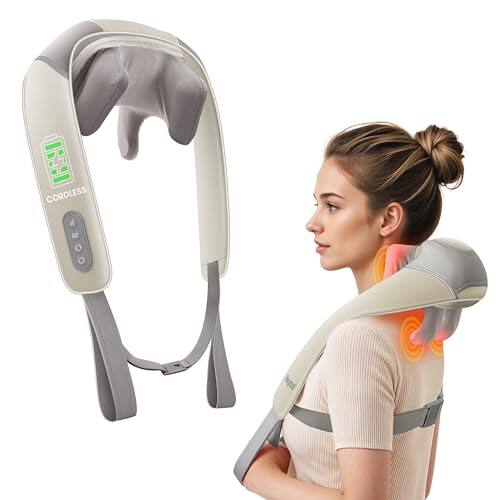 Front. DORLUKFU - Cordless Neck Massager with Heat, FSA Eligible HSA 4D Deep Kneading Neck Shoulder Massager for Pain, Wireless Shiatsu.