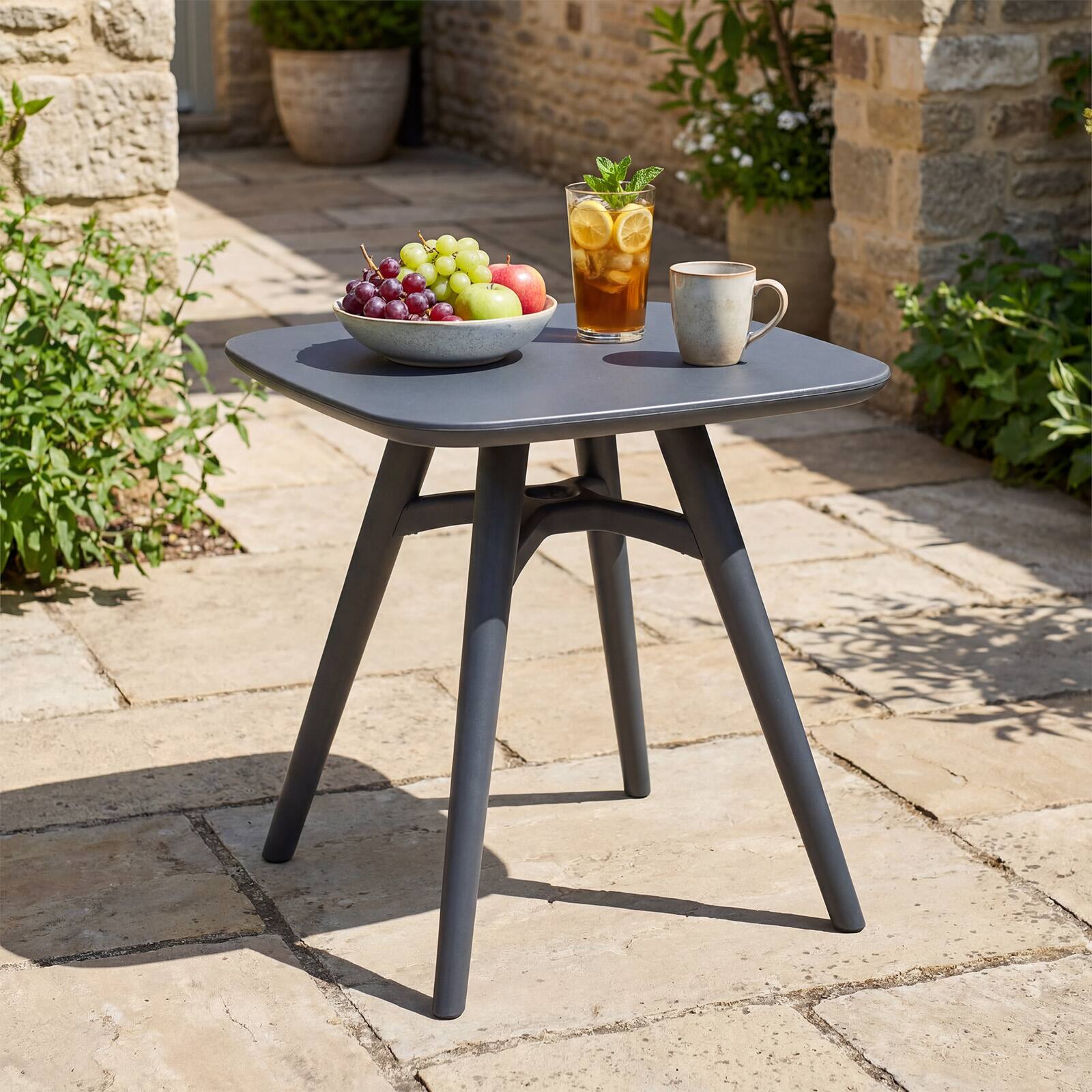 Alt View 3. Gymax - Gymax Square Outdoor Dining Table All-Weather Plastic Patio Bistro Table for 4 Gray - Gray.