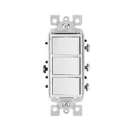 Leviton - Decora 15 amps Single Pole Rocker Triple Combination Switch 1 pk - White