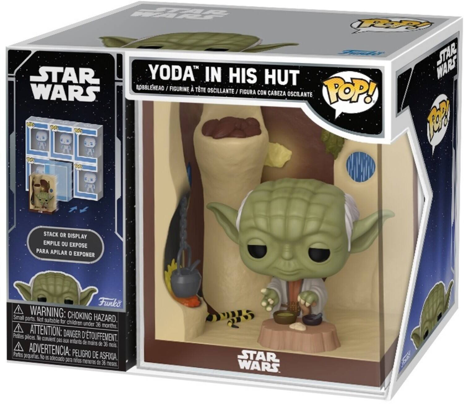 **STAR WARS**

**YODA™ IN HIS HUT**

**BOBBLEHEAD / FIGURINE À TÊTE OSCILLANTE / FIGURA CON CABEZA OSCILANTE**

**POP!**

**STACK OR DISPLAY / EMPILE OU EXPOSE / PARA APILAR O EXPOSER**

**WARNING: CHOKING HAZARD. Small parts. Not suitable for children under 36 months.**

**ATTENTION: DANGER D'ÉTOUFFEMENT. Petites pièces. Ne convient pas aux enfants de moins de 36 mois.**

**ADVERTENCIA: PELIGRO DE ASFIXIA. Piezas pequeñas. No adecuado para niños menores de 36 meses.**

**Funko**