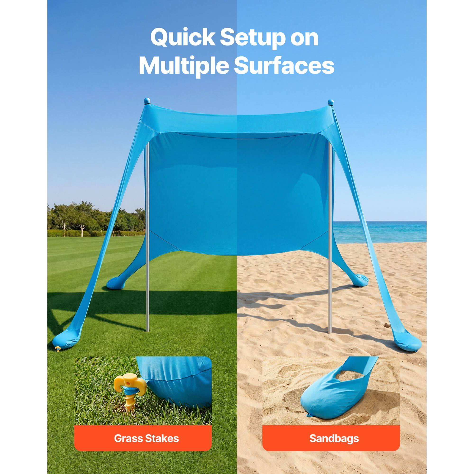 Quick Setup on Multiple Surfaces  
Grass Stakes  
Sandbags