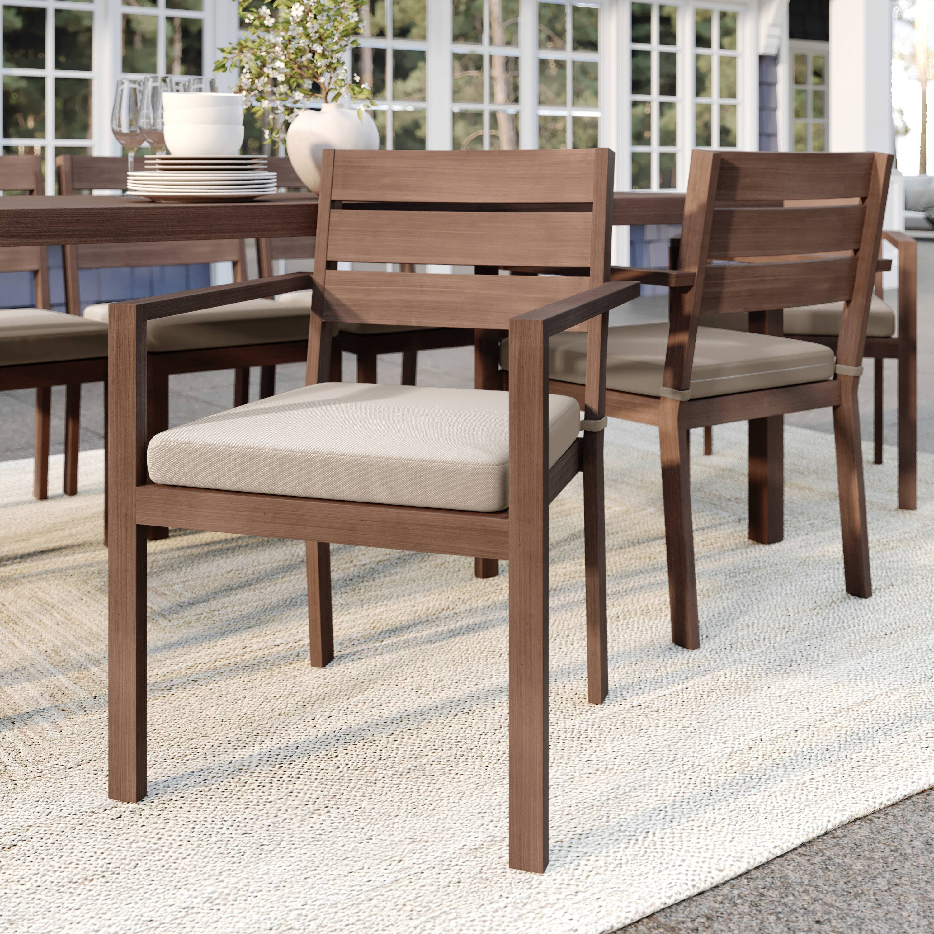 Alt View 1. Martha Stewart - Bedford 2PK All-Weather Stacking Patio Dining Armchairs with Seat Cushions - Brown.