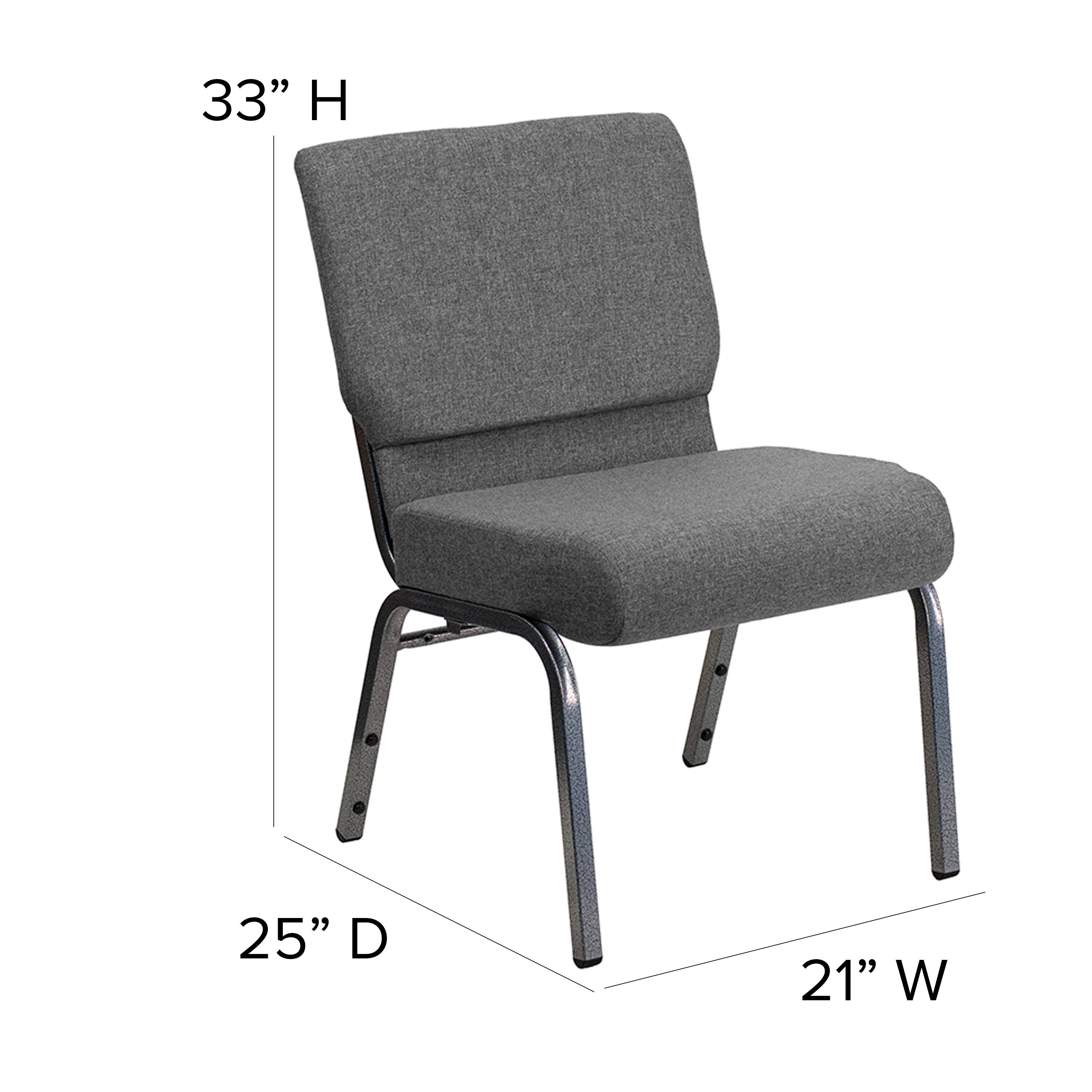 Alt View 13. Alamont Home - Hercules 21"W Stacking Church Chair in Gray Fabric - Silver Vein Frame - Gray Fabric/Silver Vein Frame.