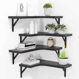 Dazzed Corner - Corner Floating Shelves Wall Mounted Set of 4 - Black