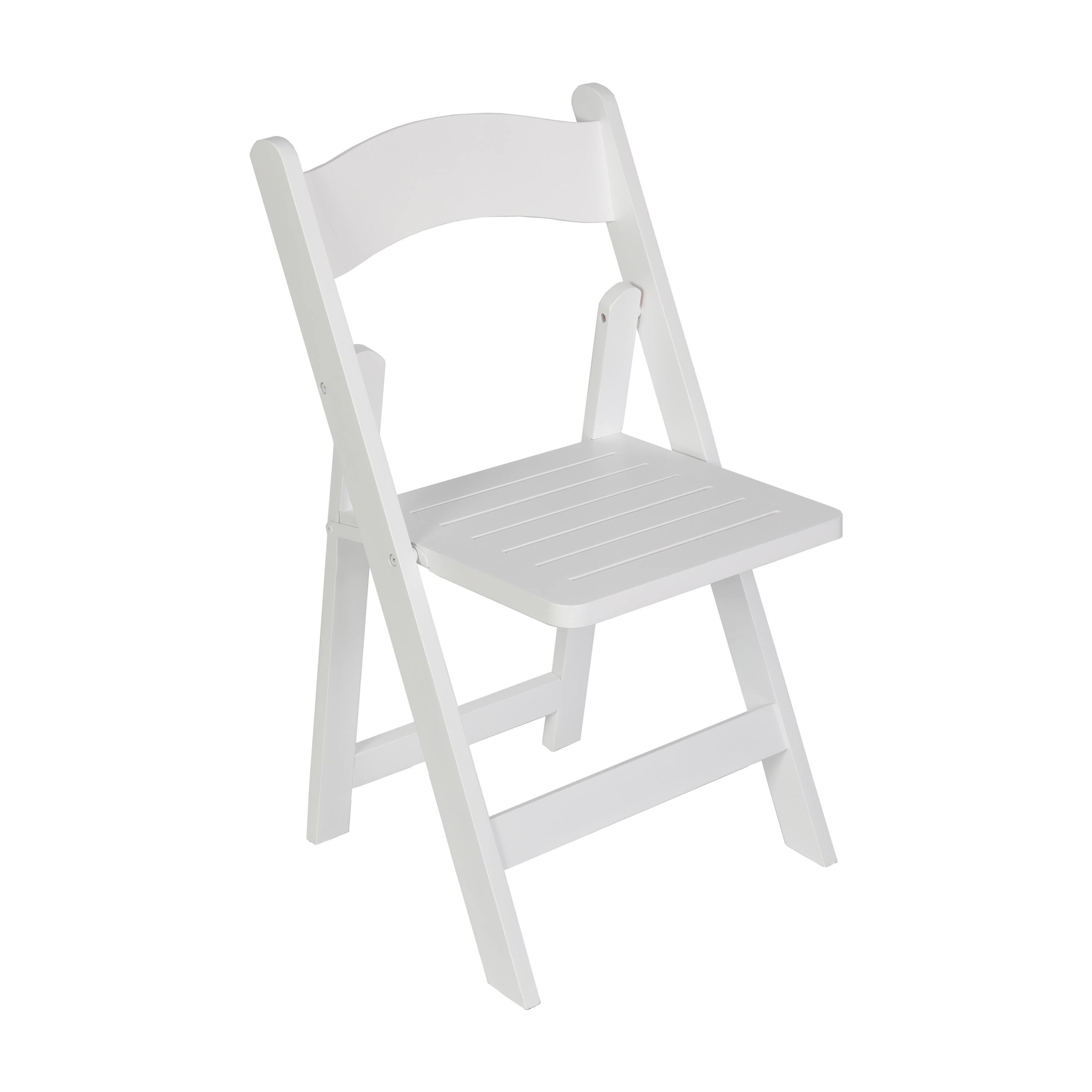 Front. Emma + Oliver - Magill Solid Wood Foldable Dining Chair - White.
