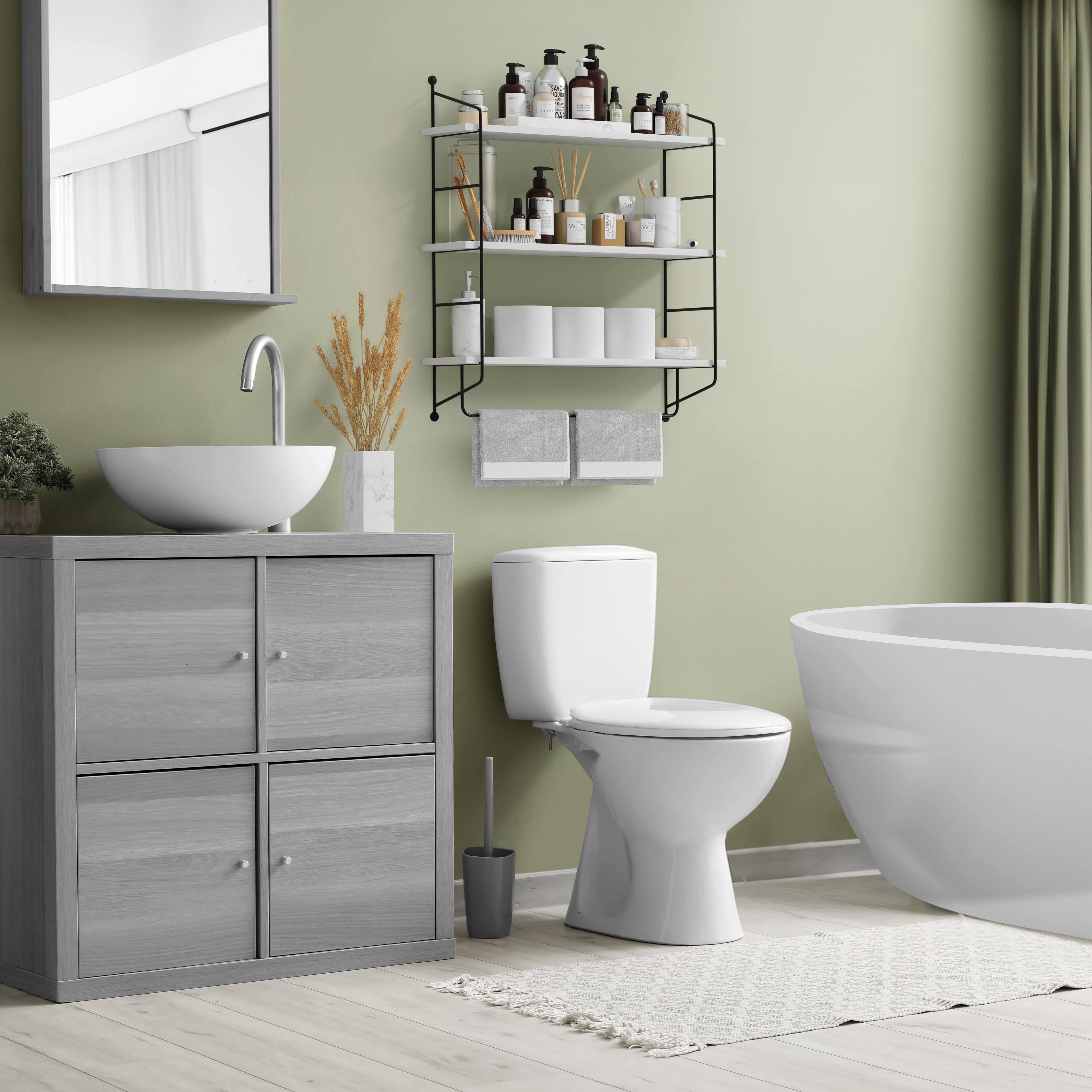 Alt View 2. Sorbus - Sorbus 3-Tier Floating Bathroom Shelves for Wall - Wood Wall Storage for Towels, Over The Toilet Storage Cabinet - White.