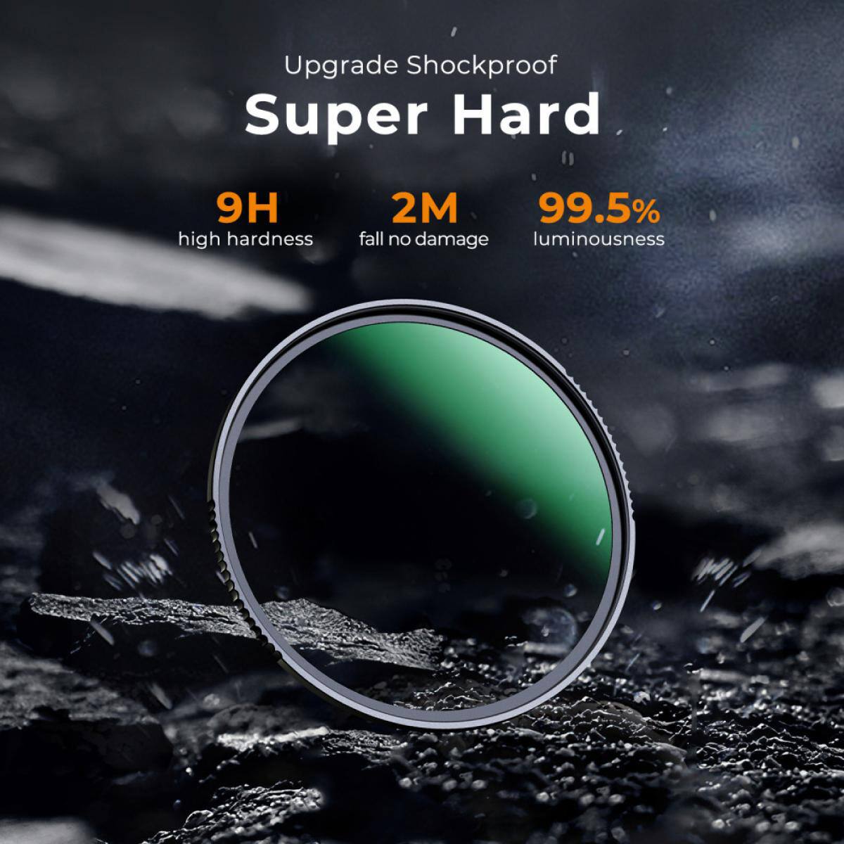 Upgrade Shockproof  
Super Hard  

9H  
high hardness  

2M  
fall no damage  

99.5%  
luminousness
