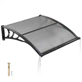 VEVOR - Awnings for Door Entrance, 38 x 40 in, Exterior Front Door Window Awnings with Drainage & ABS Bracket - Smoke Gray