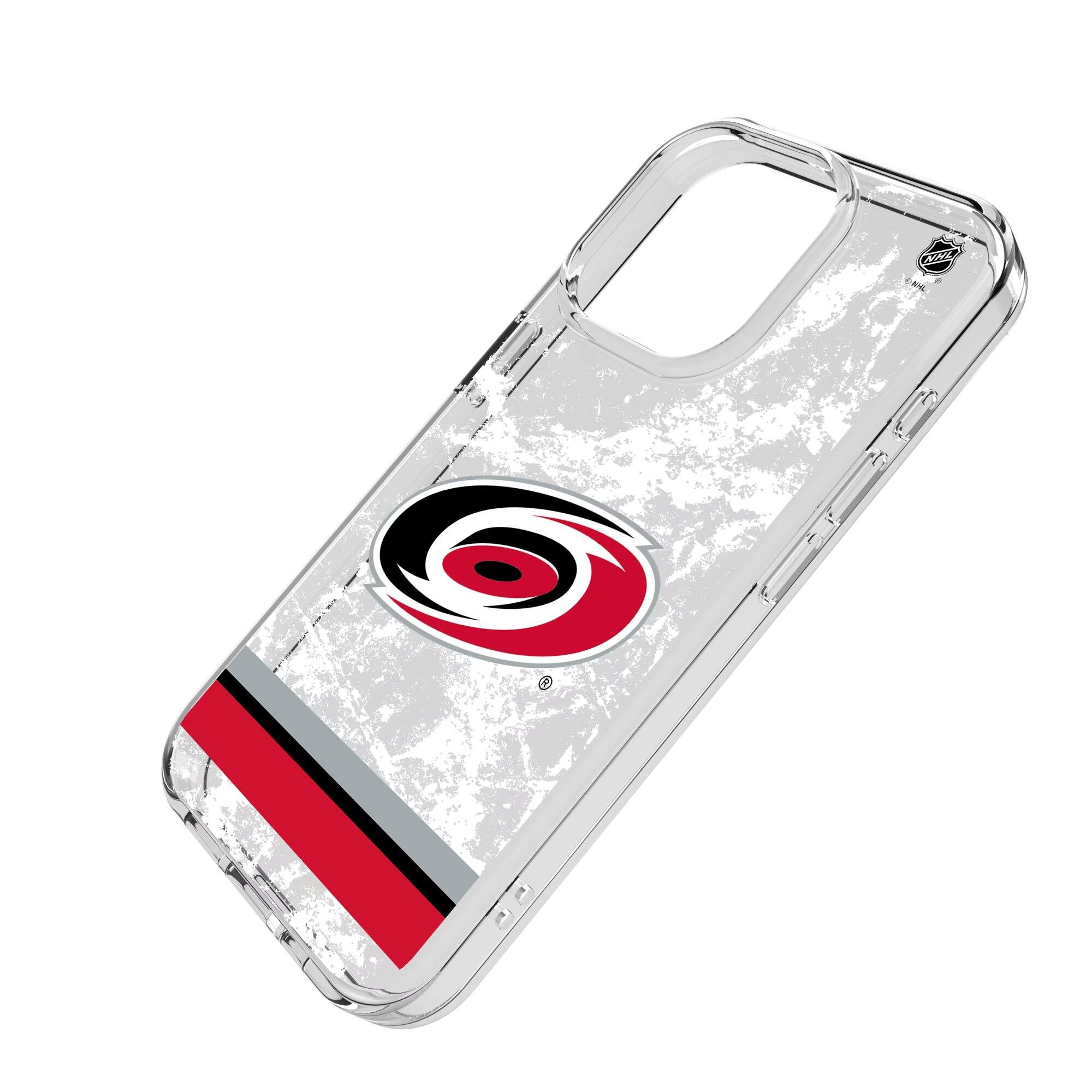 Alt View 1. Keyscaper - Carolina Hurricanes iPhone Stripe Clear Ice Case - 16e - Multicolor.
