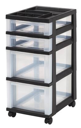 IRIS USA - IRIS 4-Drawer Storage Cart with Organizer Top - Black