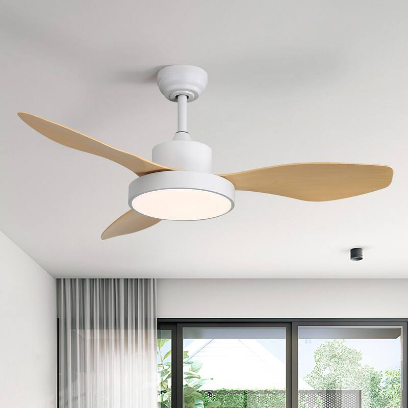 Alt View 8. Sofucor - Sofucor 47'' Ceiling Fans with Lights and Remote Modern Large Airflow Noiseless 6 Speeds Timers Indoor Outdoor for Home - White Yellow.