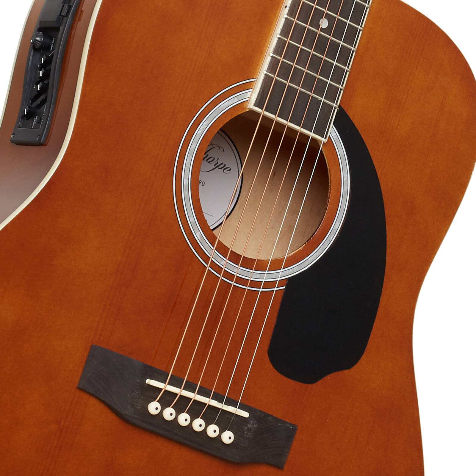 Alt View 3. Ashthorpe - Full-Size Dreadnought Acoustic-Electric Guitar Bundle - Tonewoods - Brown.