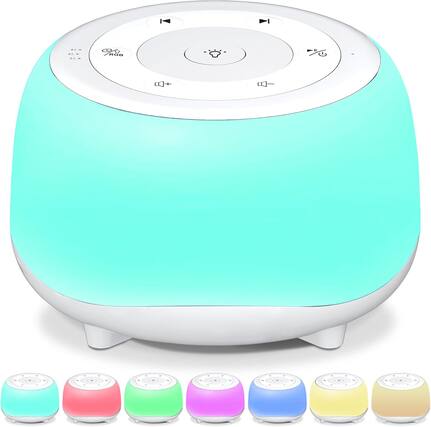 Front. FINEAK - White Noise Sound Machine with 7 Colors Night Light 34 Soothing Sounds - White.