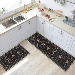mosiso - 2 Pcs Kitchen Rugs Set-18"x30"+47"x18" Non Slip Kitchen Mats For Kitchen Floor Hallway Laundry Washable Floor Mat - H822