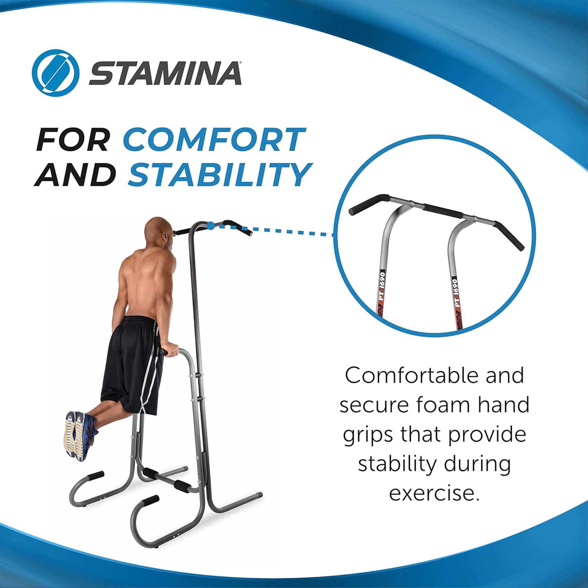 STAMINA  
FOR COMFORT AND STABILITY  

Comfortable and secure foam hand grips that provide stability during exercise.