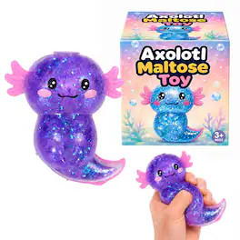 Puka Creations - Axolotl Glitter Squishy 4-Inch Stress Reliever - Purple