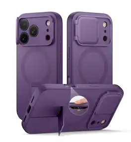 SURITCH - Slim Magnet Case for iPhone 18 Pro Max, Compatible with MagSafe, Built in Kickstand & Camera Button - Dark Purple
