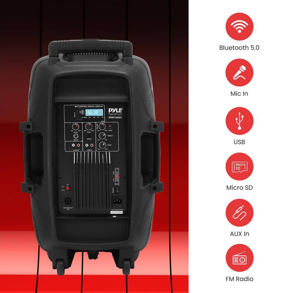 Bluetooth 5.0  
Mic In  
USB  
Micro SD  
AUX In  
FM Radio