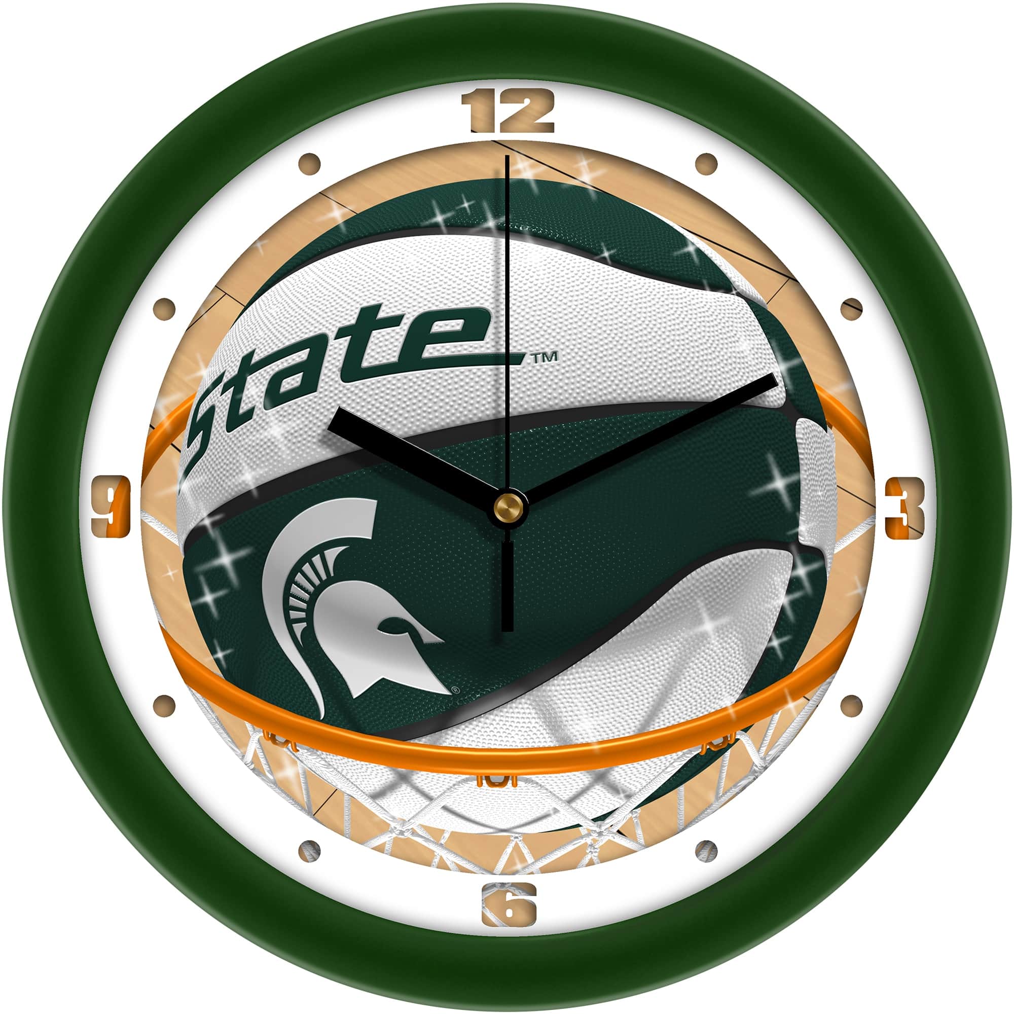 MpDirect - Michigan State Spartans 11.5" Suntime Slam Dunk Wall Clock - Multicolor