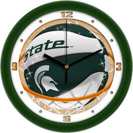 MpDirect - Michigan State Spartans 11.5" Suntime Slam Dunk Wall Clock - Multicolor