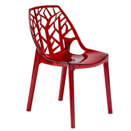 LeisureMod - Cornelia Modern Stackable Accent Dining Chair with Cut Out Backrest Design for Dining Rooms or Patios - Transparent Red