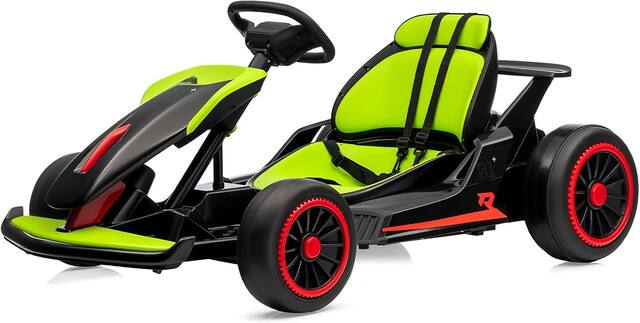 Front. Acekool - 24V Go Kart for Kids 6-12 Year Old,Child Electric Drift Go-Kart with Music Mode,Electric Drifting Go Cart - Green.