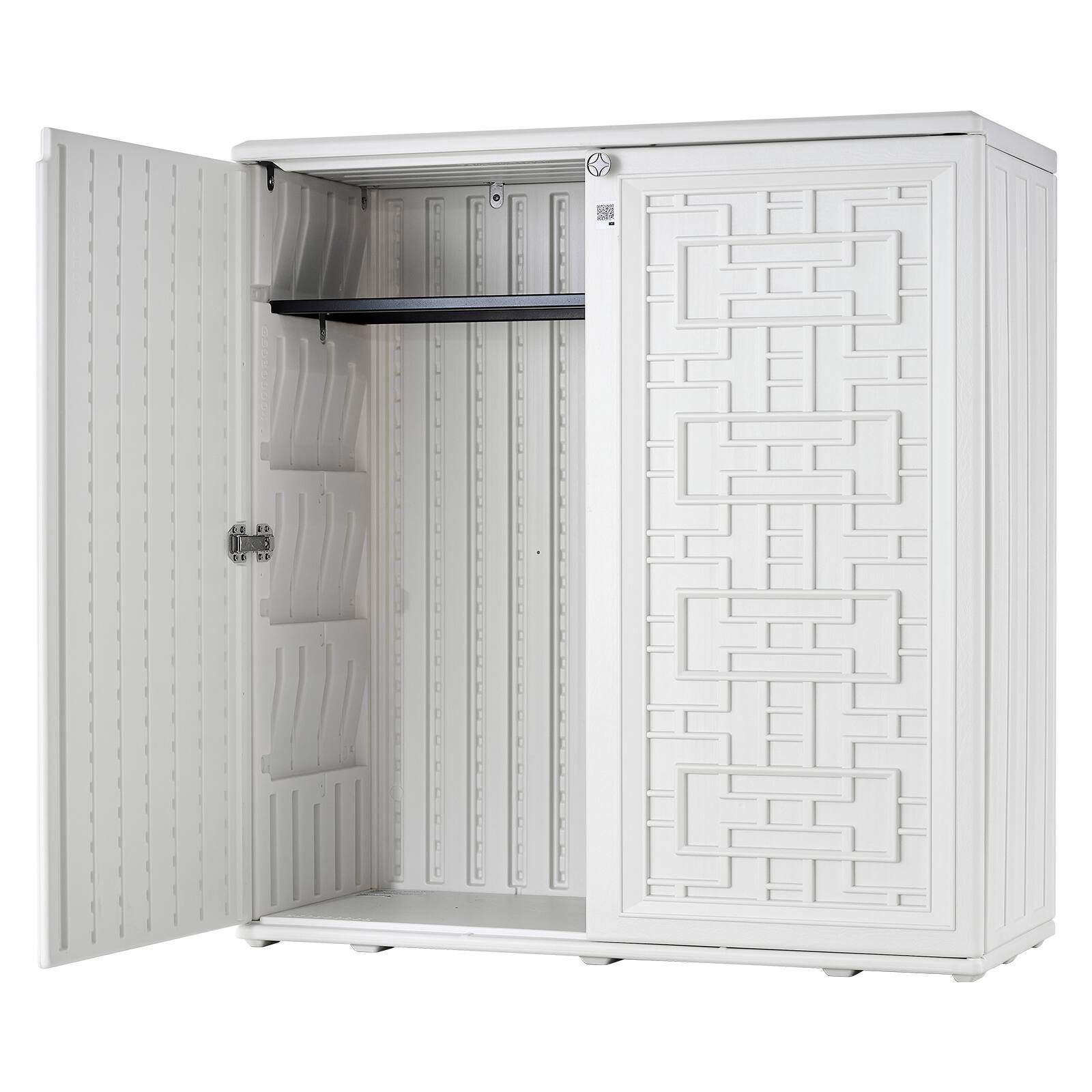 Front. VEVOR - Outdoor Storage Shed 8 Cu Ft Waterproof Resin Storage Cabinet White,for Garage,Backyard Patio Accessories & Garden Tools - White.
