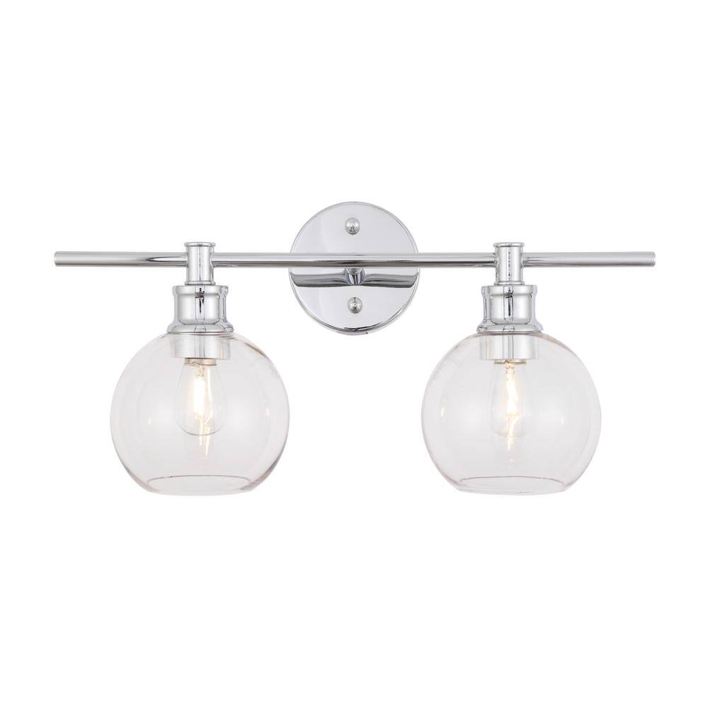 Alt View 2. Living District - Collier 2 light Chrome and Clear glass Wall sconce - Chrome And Clear Glass.