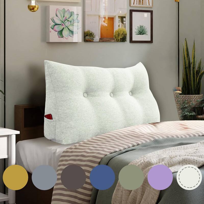 Front. wowmax - Wedge Pillow Headboard for Twin - Ivory White Gift Pillow with Removable Cover for Mom - White.