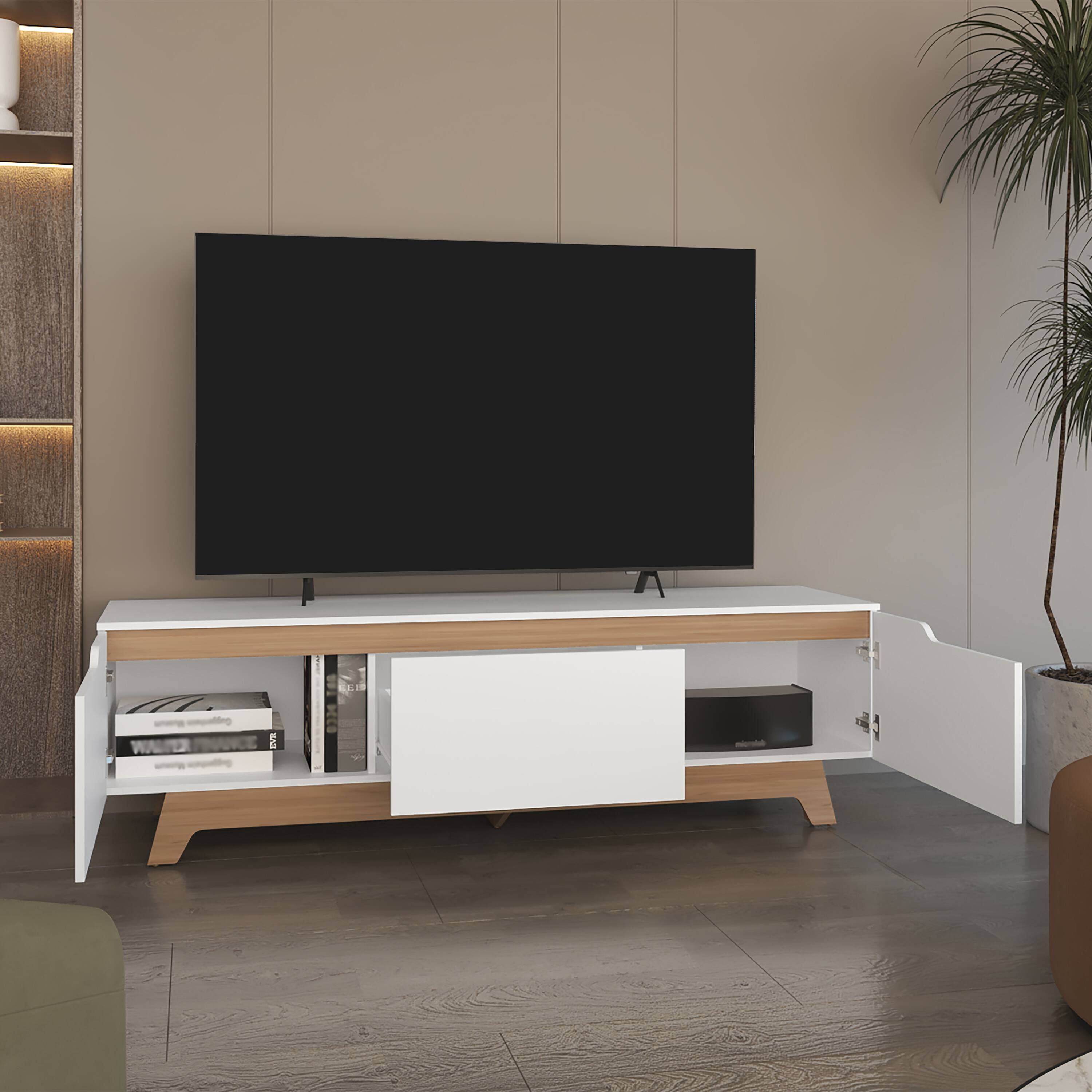Angle. Spaco - Spaco Modern TV Stand, Entertainment Center Media Console for 50-60" TVs, 2 Door 1 Drawer Media Cabinet, for Living Room - Multi.